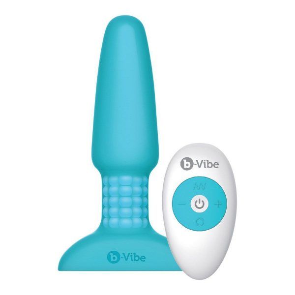 B-Vibe - Rotterende & Fjernbetjent Rimming Buttplug m. Vibration-Tyrkis