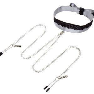 Play Nice Satin Collar & Nipple Clamps