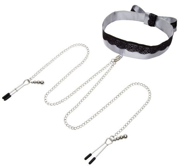 Play Nice Satin Collar & Nipple Clamps