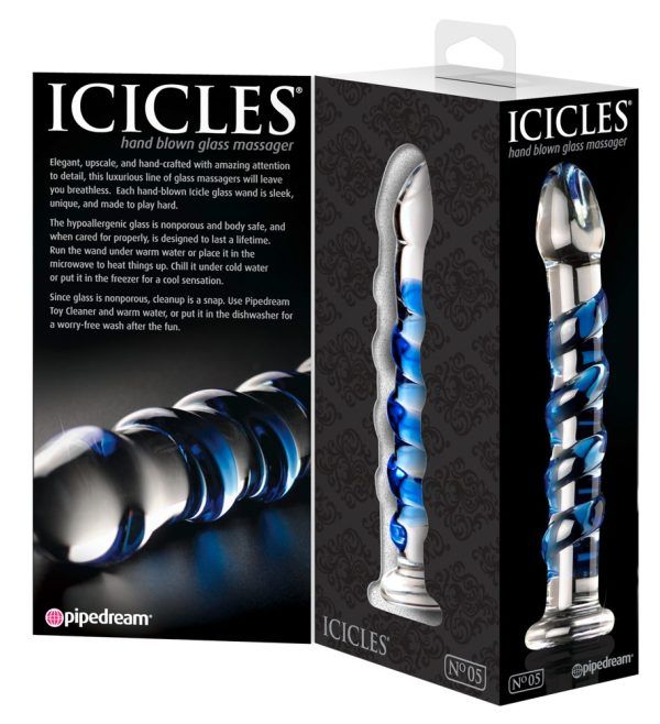 Icicles No 5 Blå Glas Dildo