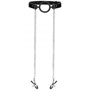 O-Ring Ball Gag w. Nipple Clamps