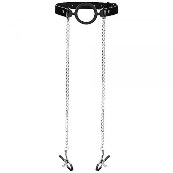 O-Ring Ball Gag w. Nipple Clamps