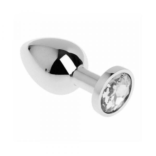 Diamond King - Stål Buttplug Med Sølv Diamant Large