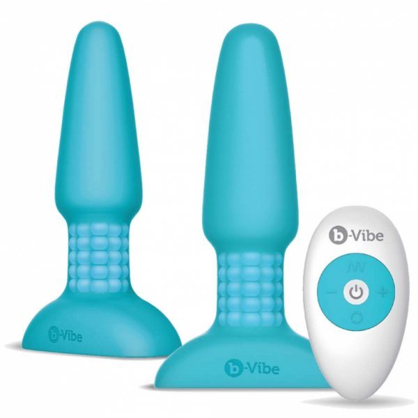 B-Vibe Rimming Anal Plug med Fjernbetjening Sort