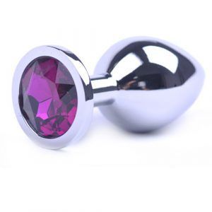 Metal Anal Plug med Lilla Diamant - Large