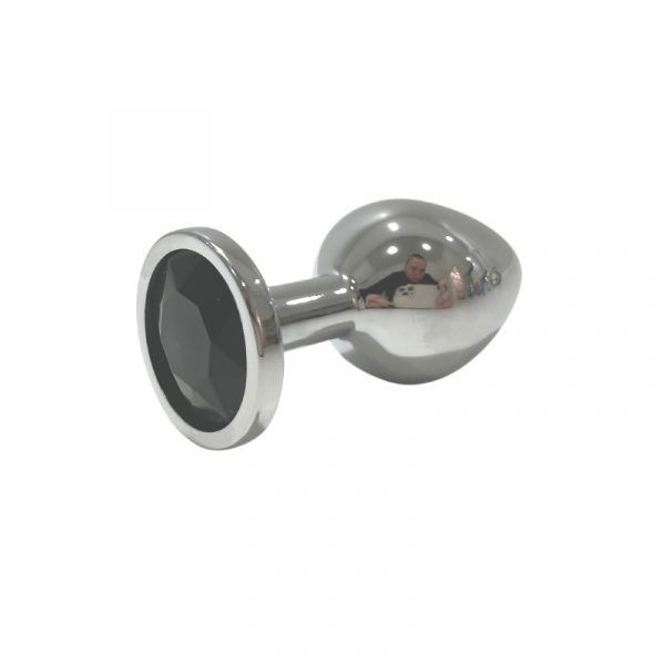 Metal Anal Plug med Sort Diamant - Large