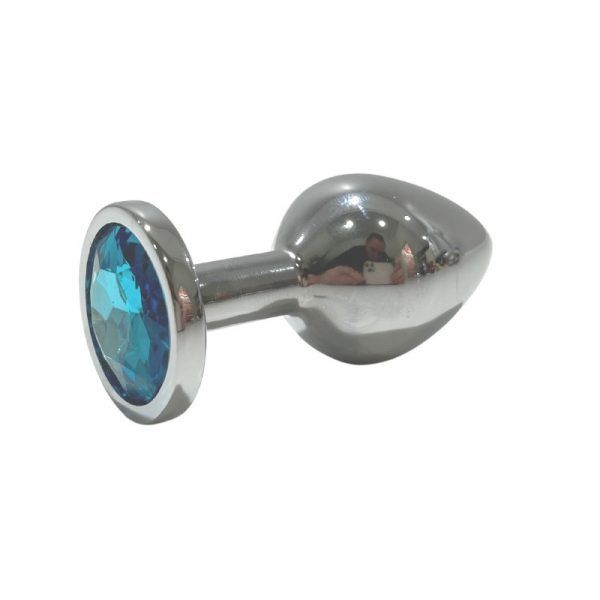 Metal Anal Plug med Turkis Diamant - Medium