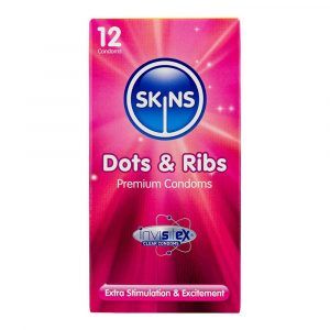 Skins Dots & Ribs - Kondomer Med Tekstur - 12 stk.