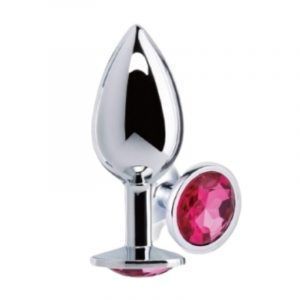 Metal Anal Plug med Pink Diamant - Large - Large